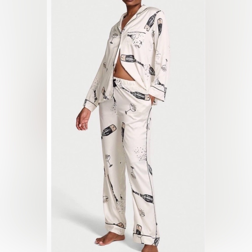 Victorias Secret Champagne Toast Print Pajama Pant Set Size M NWT